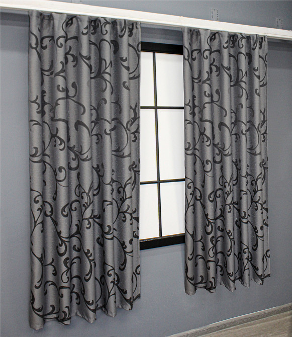 Комплект коротких штор VR-Textil Жаккард Allure № 1618ш Серый 130х170 см 2 шт (35-0270) Киев - изображение 3