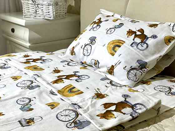 Ecotton Дитячий комплект постільної білизни Ecotton 110х140 см Лисеня на велосипеді білий Київ