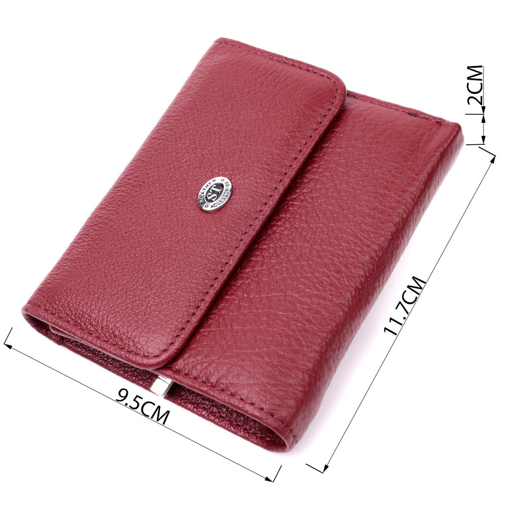 Жіночий шкіряний гаманець з монетницею, бордовий (ST Leather) Київ - фото 19