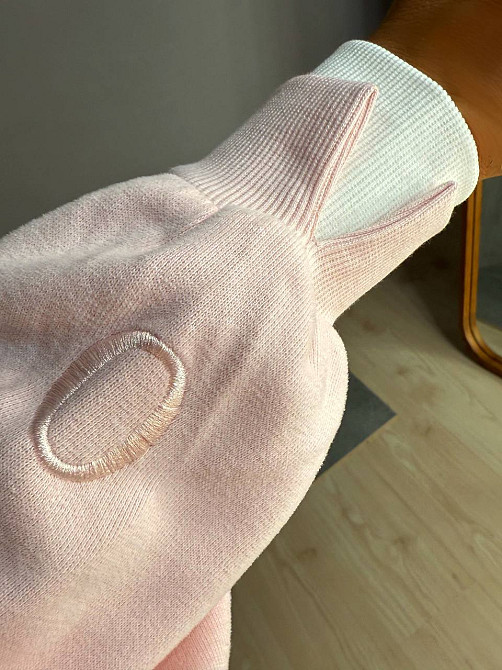 Костюм женский A-N 27063 свитшот и джогеры оверсайз с вышивкой пудра, пудра, M Киев - изображение 5