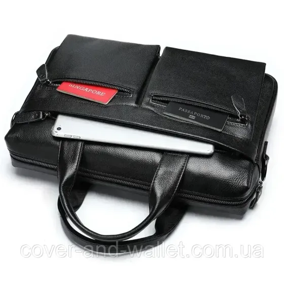 Мужская сумка из натуральной кожи черного цвета ST Leather Киев