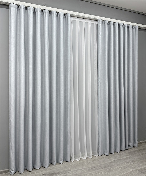 Комплект штор VR-Textil Блэкаут двусторонний Scandi № 1899ш Серо-голубой 100х270 см 2 шт (31-116) Киев - изображение 4