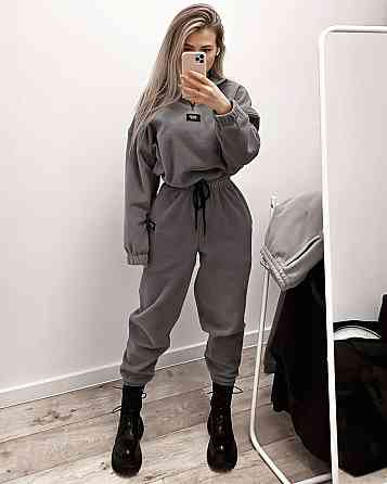 Жіночий теплий прогулянковий костюм двійка з двостороннього щільного флісу Графіт, 44/46 Одеса