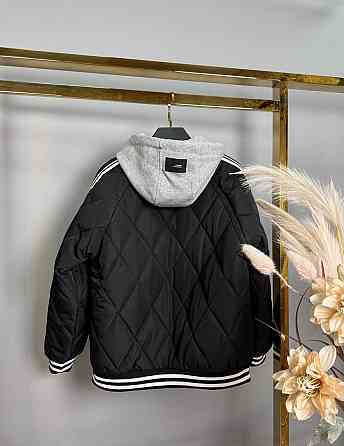 Куртка бомбер черный для мальчика подростка с лампасами 164 Николаев