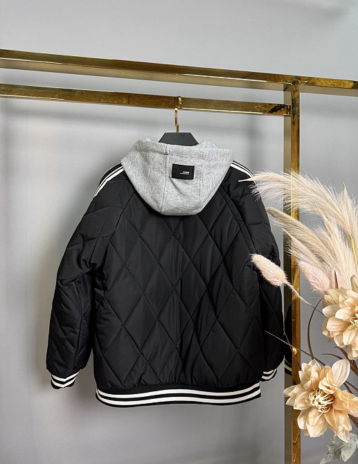 Куртка бомбер черный для мальчика подростка с лампасами 164 Николаев - изображение 3