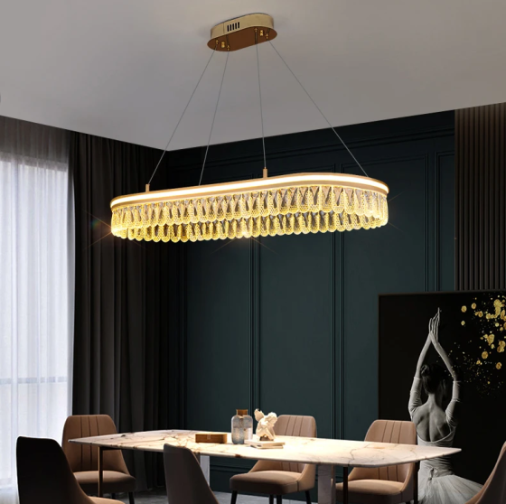 Люстра светодиодная потолочная Хрустальный круг PJ915 (Золотистый) 90х35 см Винница