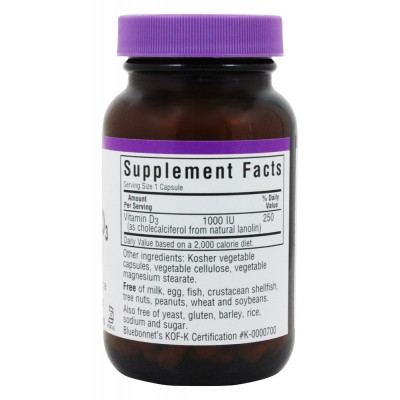 Вітамін Bluebonnet Nutrition Вітамін D3 1000IU, 90 вегетаріанських капсул (BLB0311) Вінниця - фото 2