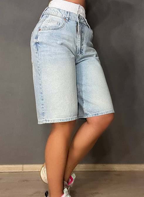 Шорти жіночі джинсові Its’Basic 3357 бермуди біла резинка на талії середня довжина блакитні , блакитний, 34 Київ - фото 20