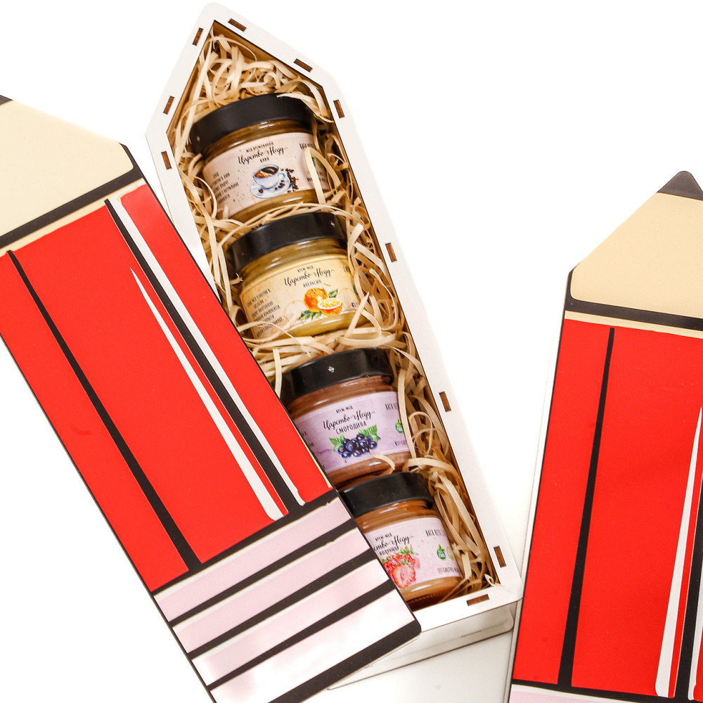 Подарочный набор для учителя в деревянной коробке №101 крем-мед Одесса - изображение 1