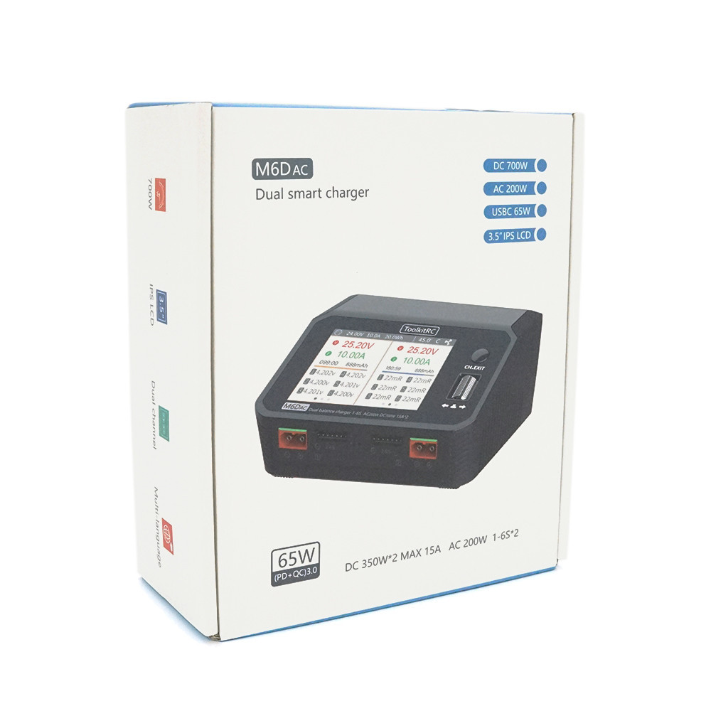 Зарядний пристрій ToolkitRC M6DAC два канала по 350Вт, тип АКБ LiPo, LiHv, Li-ion, NiMh, LiFe, Pb, USB iнтерфейс, XT60, вхiд Київ - фото 2