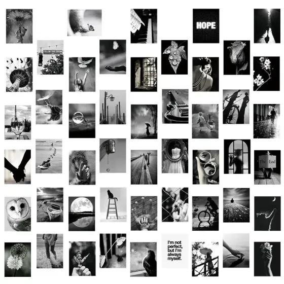 Набор черно-белых мотивационных стикеров 50 шт — вдохновение, арт-декор, фотоэстетика Киев