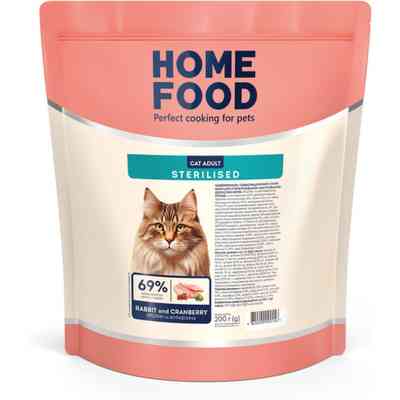 Сухий корм для кішок Home Food For sterilised з кроликом та журавлиною 200 г (4820290090156) Вінниця