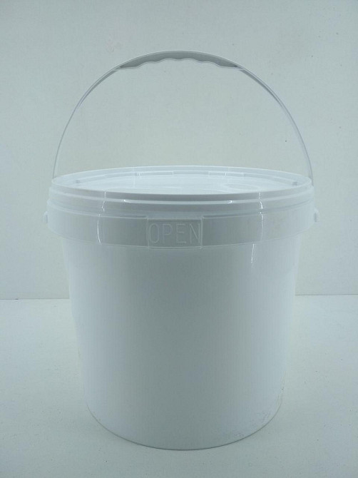 Ведро круглое с крышкой 20 л, белое (1 шт) Харьков - изображение 1