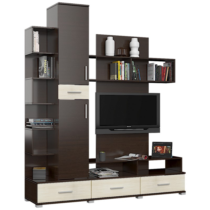 Стенка для гостиной Эверест Бриз + Пенал 18 венге + дуб молочный (DTM-2247) Львов - изображение 2