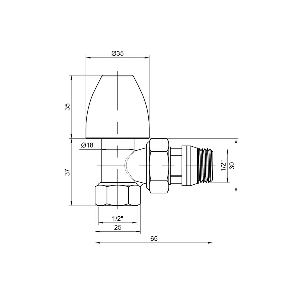 Кран радіаторний Thermo Alliance Base 1/2" ВН з антипротіканням кутовий SD228W15 Київ - фото 2