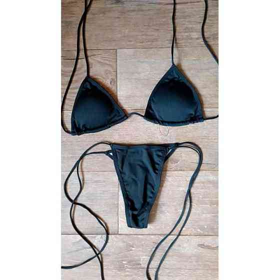 Купальник бікіні роздільний із м'якою чашкою на зав'язках XS-S жовтогарячий Вінниця