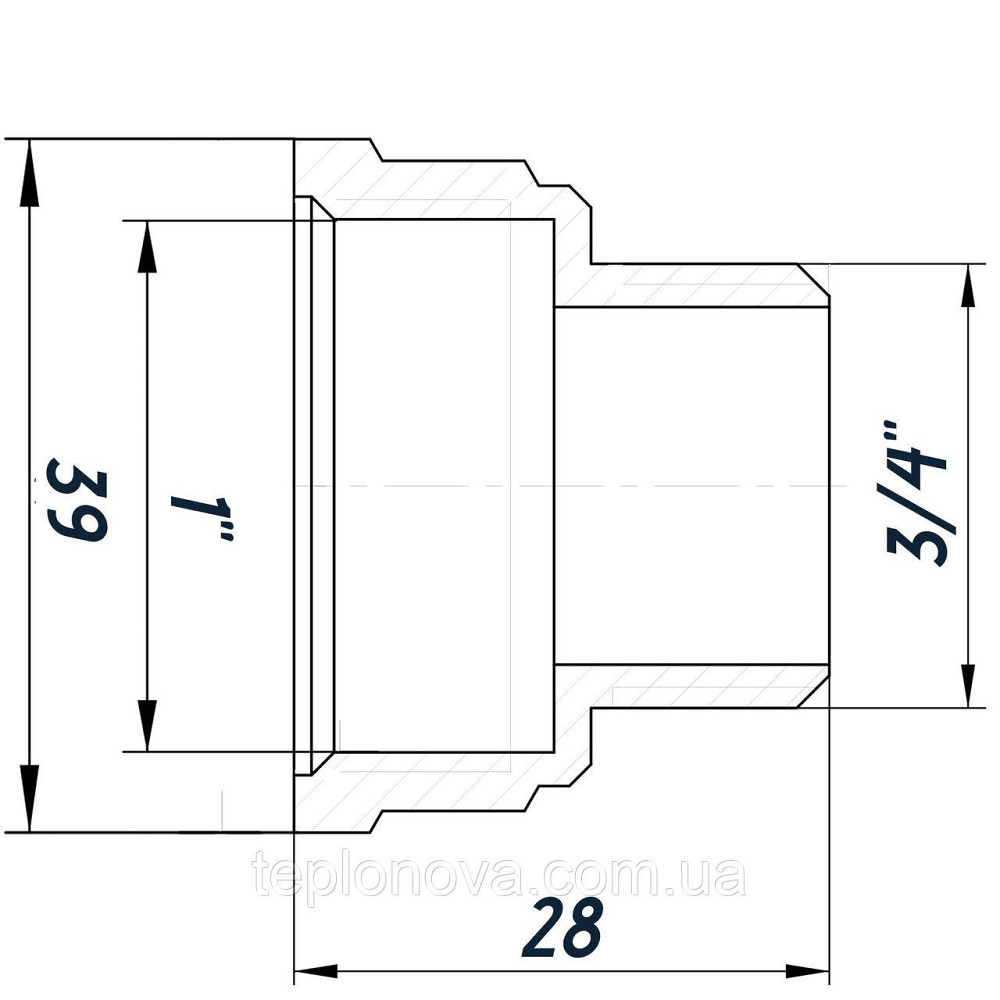 Переходник редукционный 1″х3/4″ВН никелированный восьмигранный NK543O OPTIMUM Черновцы - изображение 3