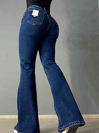 Джинсы женские Sherocco 7034 клеш от колена высокая посадка стрейчевые синие, синий, 29, 29, 74 см, 100 см Киев