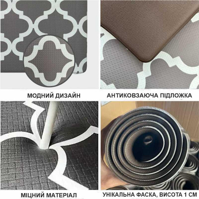 Набор коврики кухонные Lovely Svi 3 шт: 44 x74 x1см - 2 шт и 44 x119 x1см Серый Киев - изображение 3