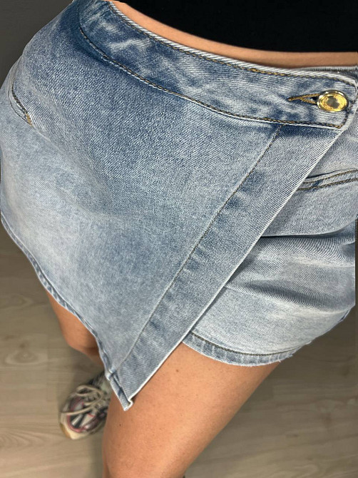 Шорты юбка женские M.Sara 6077 джинсовые короткие голубые, голубой, L, L, 84 см, 105 см Киев - изображение 18