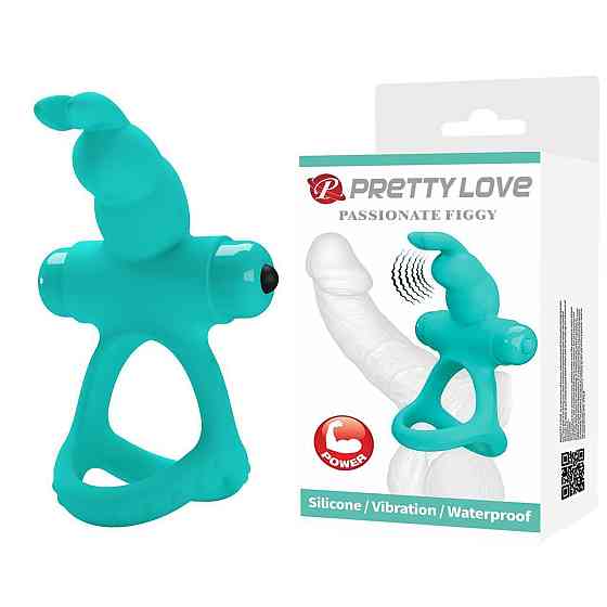 Ерекційне віброкільце з кроликом PRETTY LOVE Passionate Figgy силіконове, бірюзове Sex Aura Київ