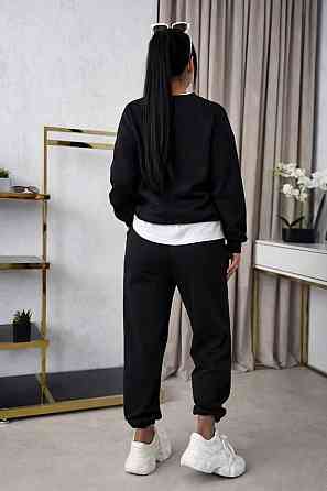 Женский прогулочный костюм двойка: кофта и штаны двунитка Черный, 50/52 Одесса