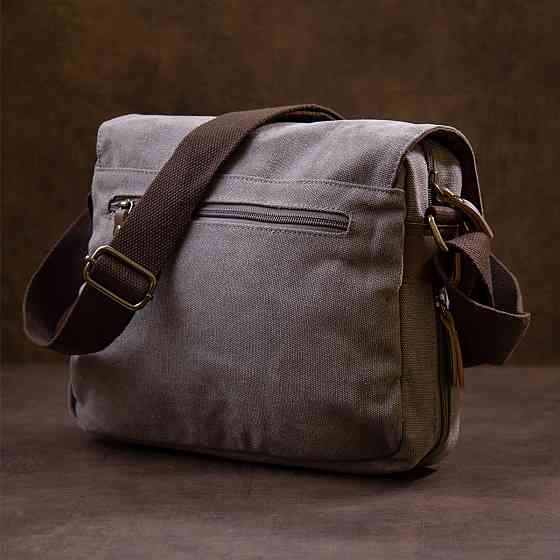 Сумка почтальонка текстильна Vintage 20605 Сіра Київ