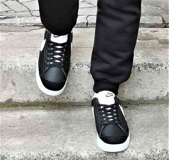 Кроссовки Nike Blazer Черные Мужские Белые Форсы Кожаные Найк (размеры: 41,42,43,44,45,46) Днепр