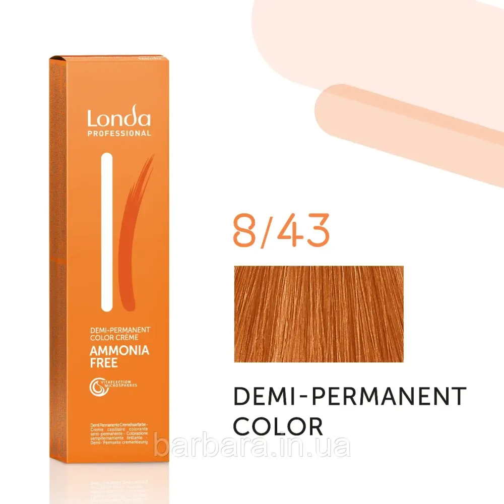 Тонуюча безаміачна фарба для волосся Londа Demi-Permanent Color 8/43 светлый блонд медно-золотистый Киев - изображение 1