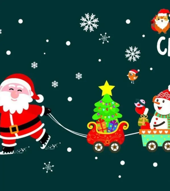 Новорічні наклейки на вікна Паровоз 100 на 45 см різнобарвний Київ - фото 8