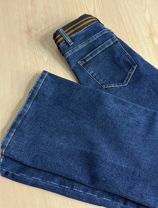Джинсы женские Derun 8198-8170 палаццо прямые с ремнем синие, синий, 28, 28, 76 см, 103 см Киев - изображение 16