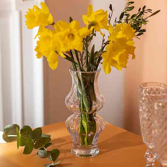 Flower Season Скляна ваза для квітів прозора 20.5 см декоративна для дому та інтер'єру + Киев