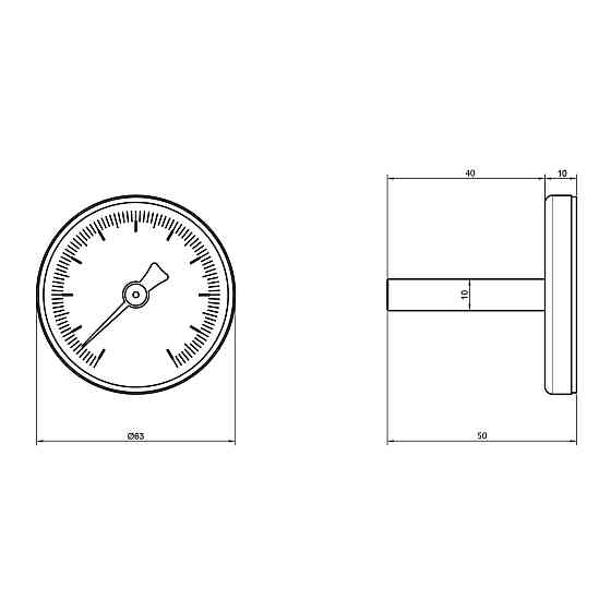 Термометр Thermo Alliance Standart 120 °C 63 мм 1/2", заднє під'єднання SD17440MM Київ