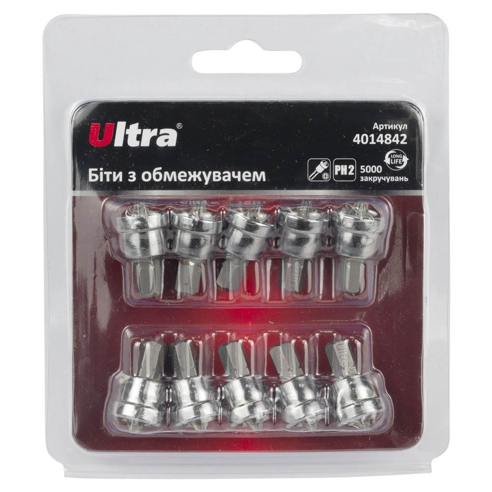 Біти з обмежувачем PH2×25мм 1⁄4" 10 шт S2 (блістер) ULTRA (4014842) Київ - фото 1