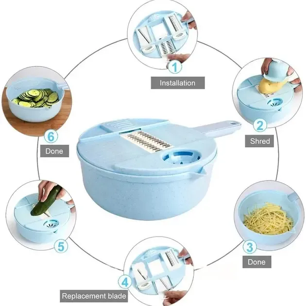 Мультислайсер овощерезка кухонная ручная 10 в 1 NK001 Коломия - фото 2