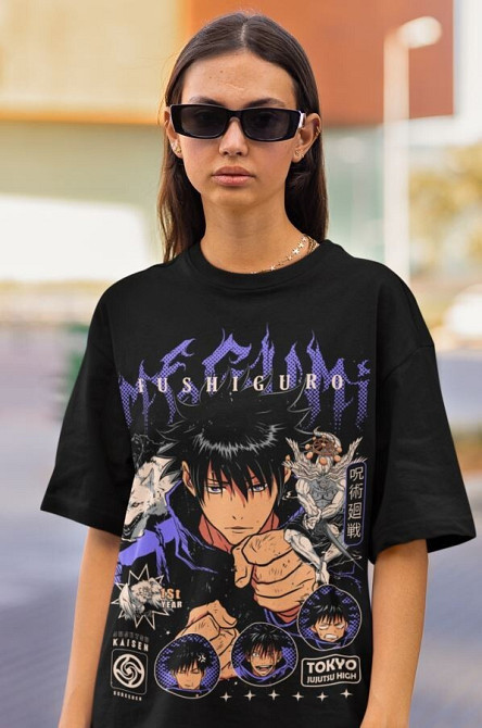 Футболка з аніме принтом Магічна битва оверсайз (S/M/L) Чорний AnimeJ1104 Дніпро - фото 4