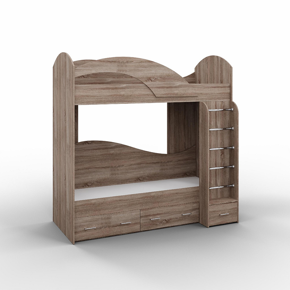 Ліжко двоповерхове, Дуб Сонома Трюфель, 2040х1000х2000 Львів - фото 1