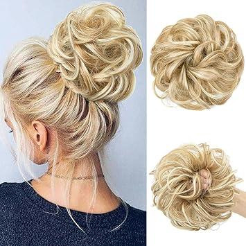 Шиньйон-пучок JJstar Large Bun темно-блонд/пляжний русий кудрявий з еластичною гумкою хвіст гумка з волосся Scrunchie Київ - фото 3