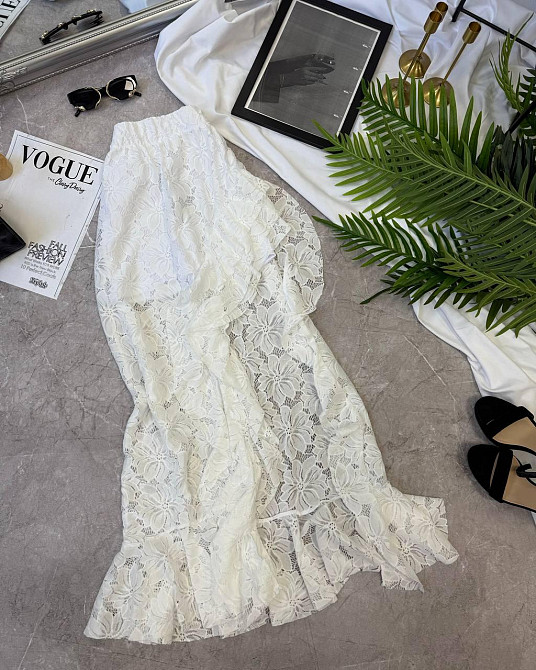 Жіноча трендова гіпюрова спідниця з шортами гіпюр (мереживо) Білий, 46/48 Одеса - фото 1