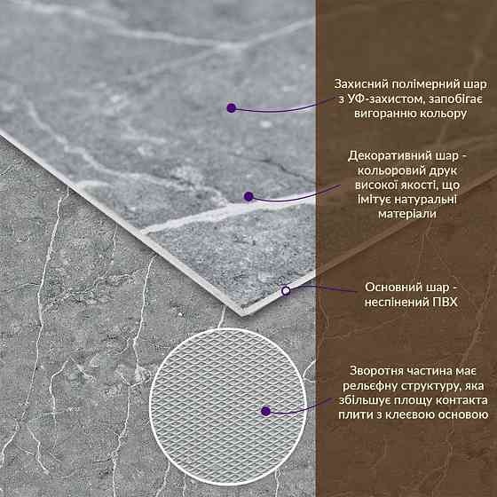 Декоративная ПВХ плита 600х600х3мм Металлик мрамор (S) SW-00001630 Днепр