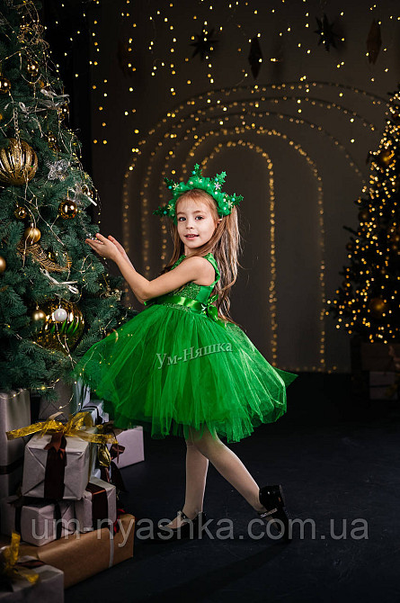 Зелене плаття з блискітками сукня Ялинки Весна Квіточка дівочі Жаби Кривий Ріг - фото 8