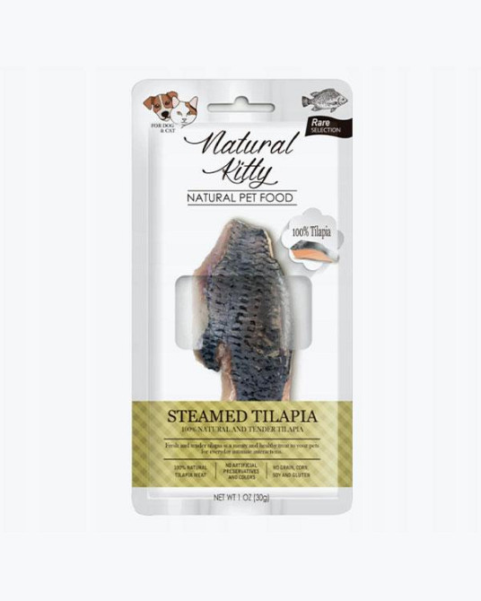 Лакомство для кошек и собак Natural Kitty Original Series STEAMED TILAPIA кусочки тилапии приготовленной на пару 30 г Винница - изображение 1