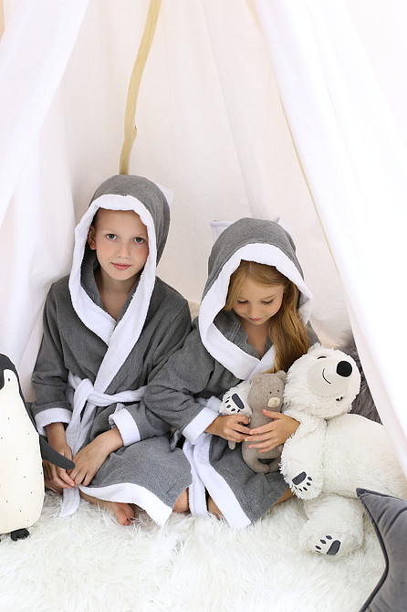 Халат детский махровый Ideal Textile с капюшоном серый (56860476) Черновцы - изображение 4