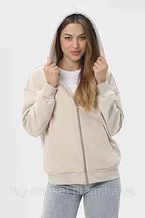 Худі на блискавці жіноче базове RAY PREMIUM LOOSE бежеве (U0409W-Cream) M Київ