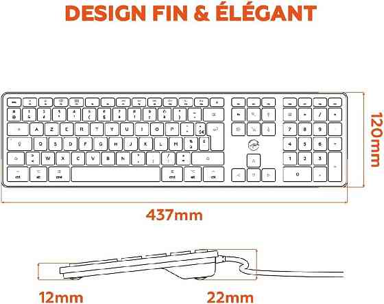 Проводная USB клавиатура для Mac компактная ультратонкая мультимедийная подсветка белая Mobility Lab Киев