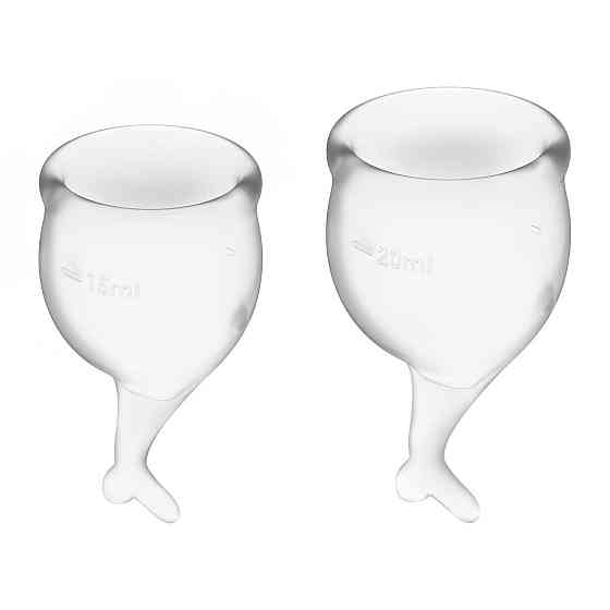 Набір менструальних чаш Satisfyer Feel Secure (transparent), 15мл і 20мл, мішечок для зберігання Sex Aura Київ