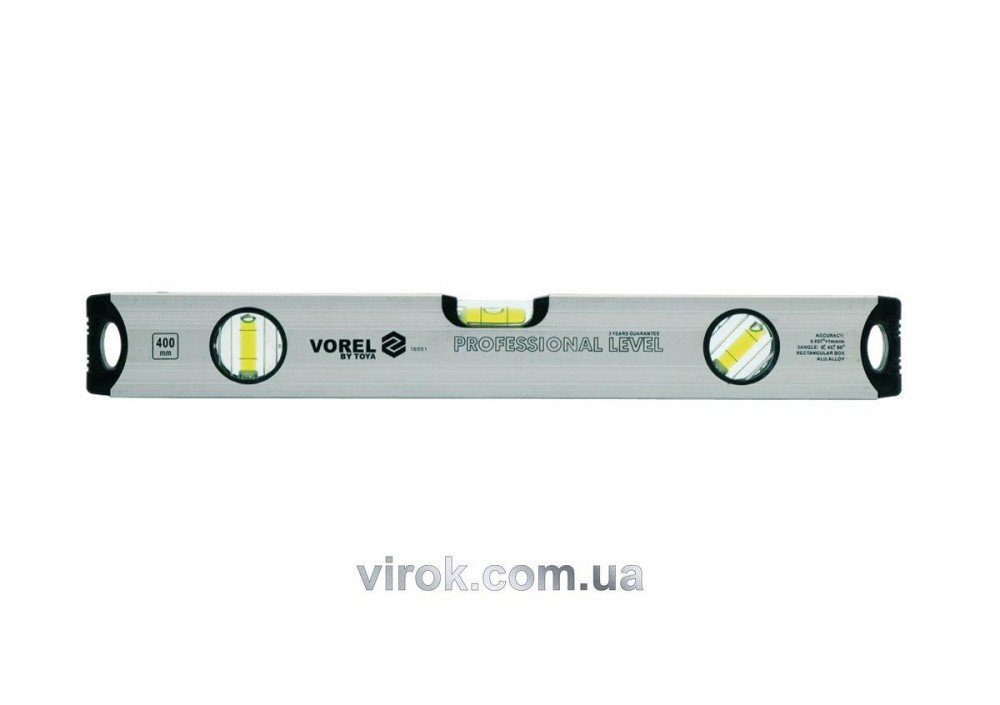 Рівень алюмінієвий VOREL : L= 80 cм, 3 капсули [25/50] Одеса - фото 1