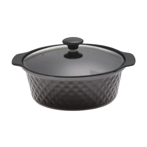 Марміт круглий 2,5л 27,9см кераміка скляна кришка + метал.підставка чорний 6426 KAMILLE Житомир - фото 7