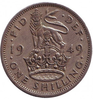 Монета 1гладш. 1949,48 рік, Великобританія. (Герб Англії).(В) Полтава - фото 1