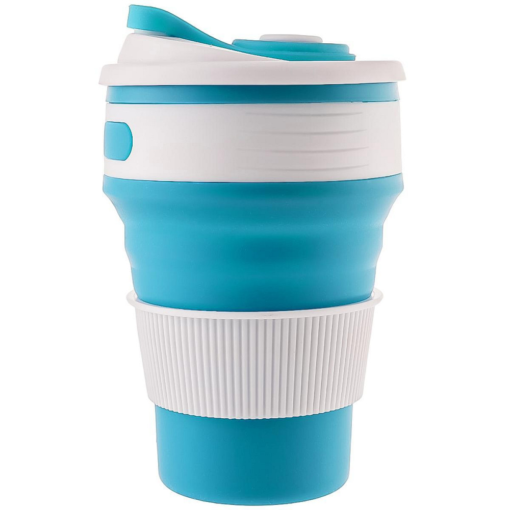 Стакан складной силиконовый 350 мл с крышкой голубой Киев - изображение 1
